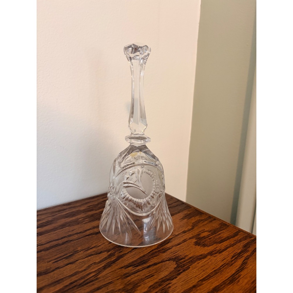 Vintage Lead Crystal Dinner Bell Echt Bleikristall Germany Flower Design